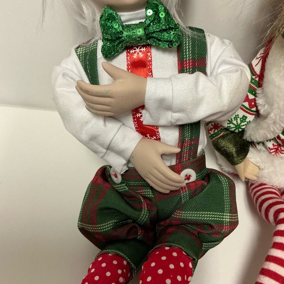 Festive Elf Holiday Decor Set - Large Posable Whimsical Elves - Set of 3 - Picture 7 of 14